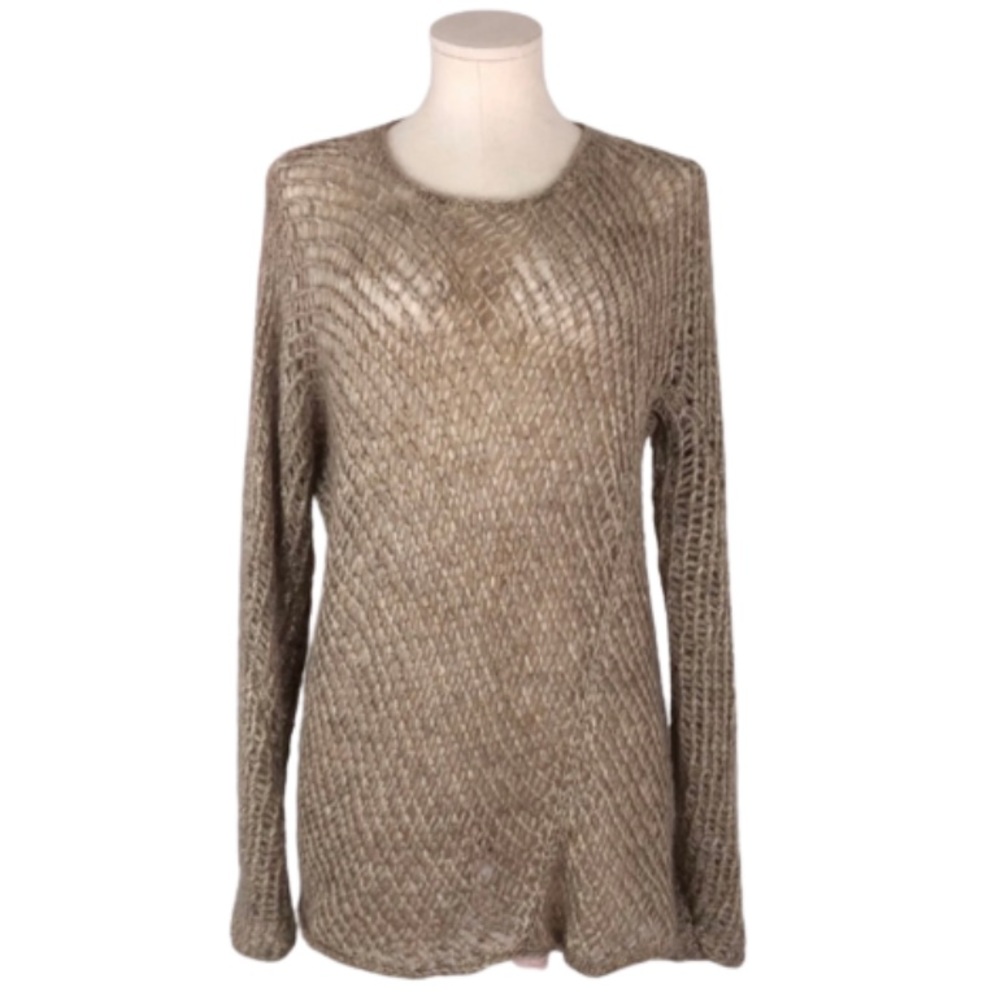 Eileen Fisher Open Knit Mohair Wool Blend Coastal Grandma Beachy Sweater Small